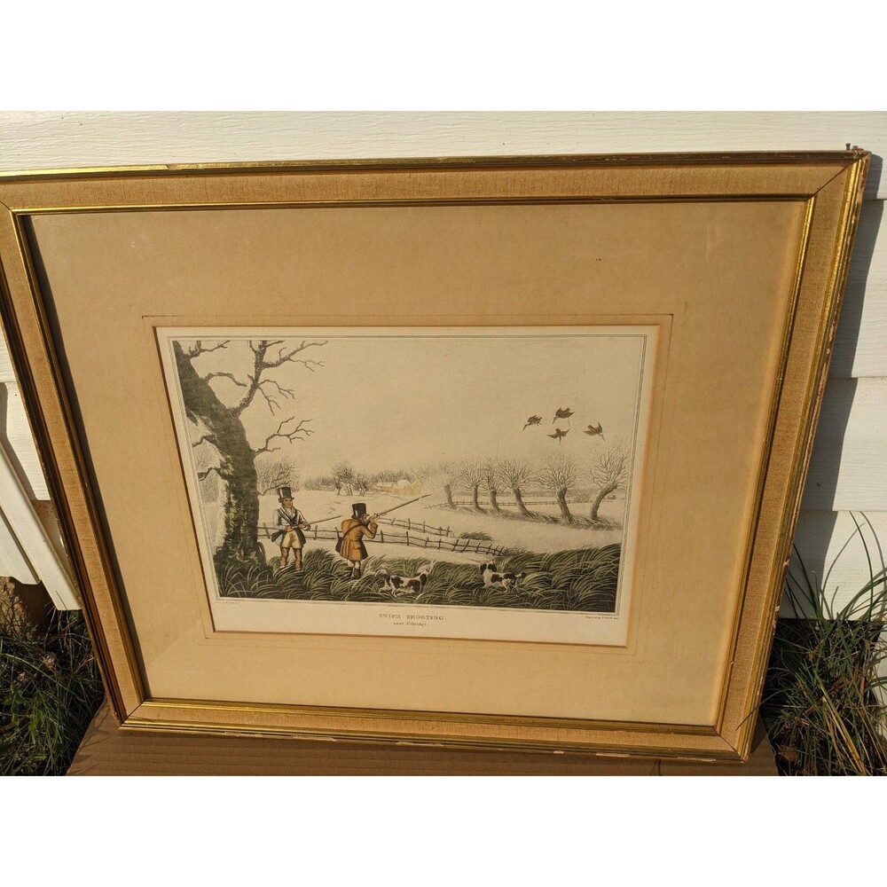 'Snipe Shooting Near Uxbridge' By Robert Havell Jr. Hand-tinted Aquatint Print
